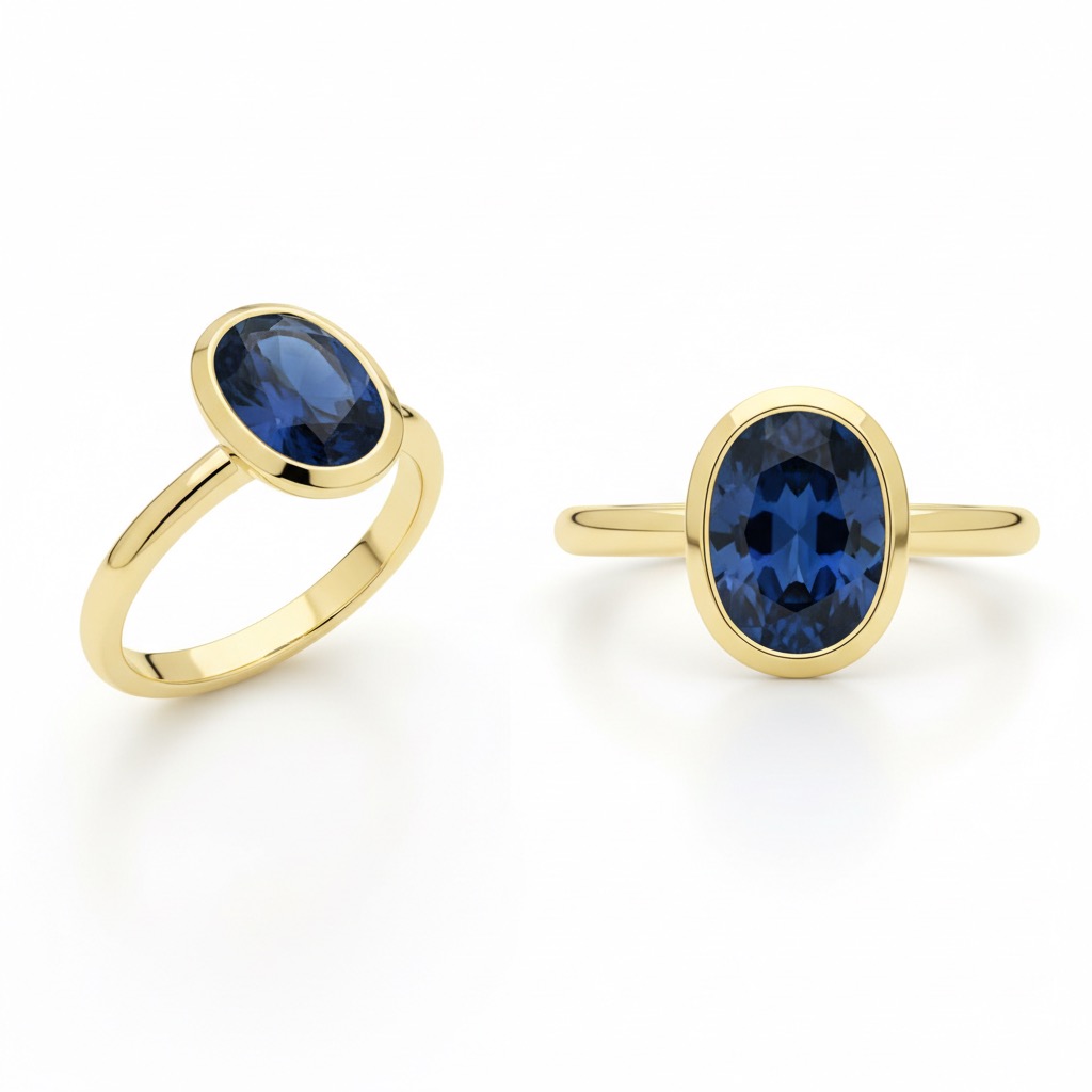 AI-generated sapphire bezel ring design